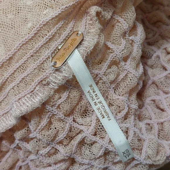 Free People Nothing Sweeter Top Fairycore Whimsical Women's XS Pink Mesh Ruffle - Picture 7 of 10